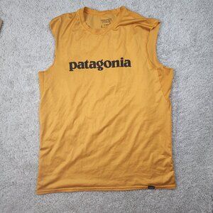 Patagonia Capilene Cool Lightweight Shirt Mens Size Medium Gold Cut Off Tank Top